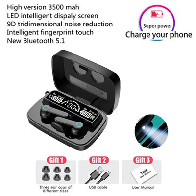 TWS Bluetooth 5.1 Earphones 3500mAh Charging Box Wireless Headphone 9D Stereo Sports Waterproof Earbuds Headsets With Microphone: 9C