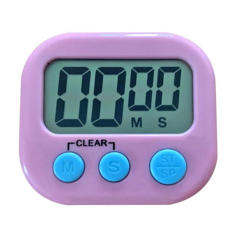 Large Magnetic LCD Digital Kitchen Countdown Timer Stopwatch Alarm with Stand Kitchen Timer Practical Cooking Alarm Clock: Pink