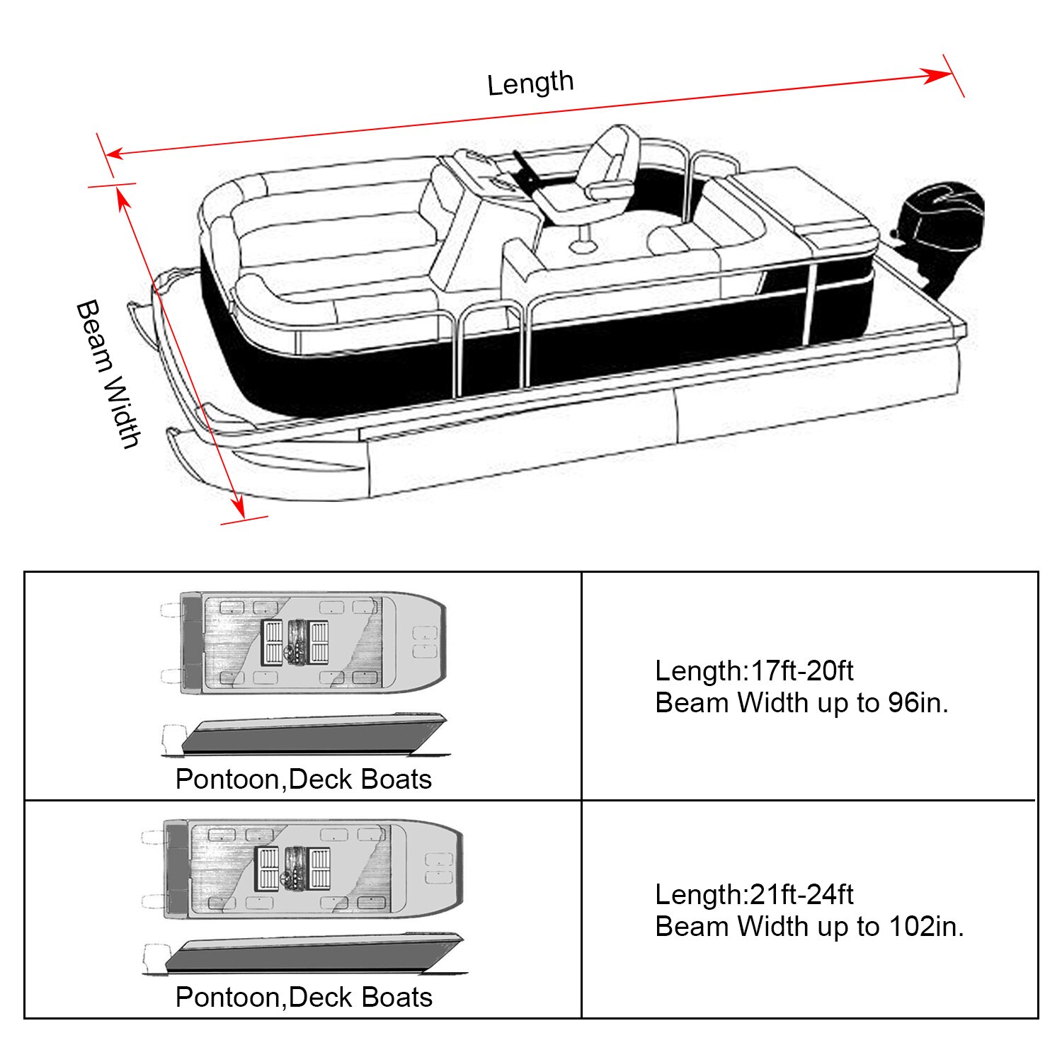 17FT -24FT Rubber Dinghy Pontoon Boat Covers 210D Water Rain Proof Trailerable Pontoon Boat Cover Coat Protector Sun UV Dust D20