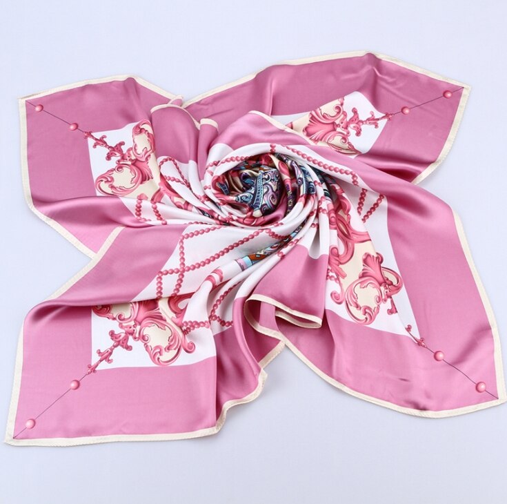 Hof Handgemaakte Zijde Zeefdruk Gedrukt Zijden Sjaals Zijde Zijde Crêpe Satijn Grote Vierkante Handdoek: pink