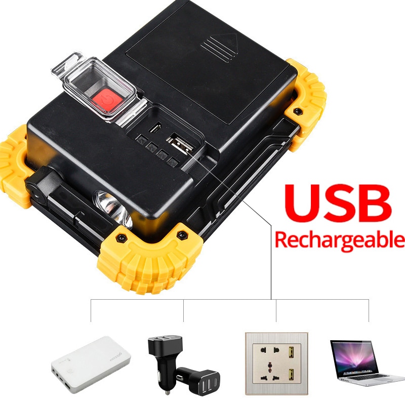 100W foco Led portátil 30000lm luz Led de trabajo súper brillante recargable para Camping al aire libre lámpara Led linterna por 18650