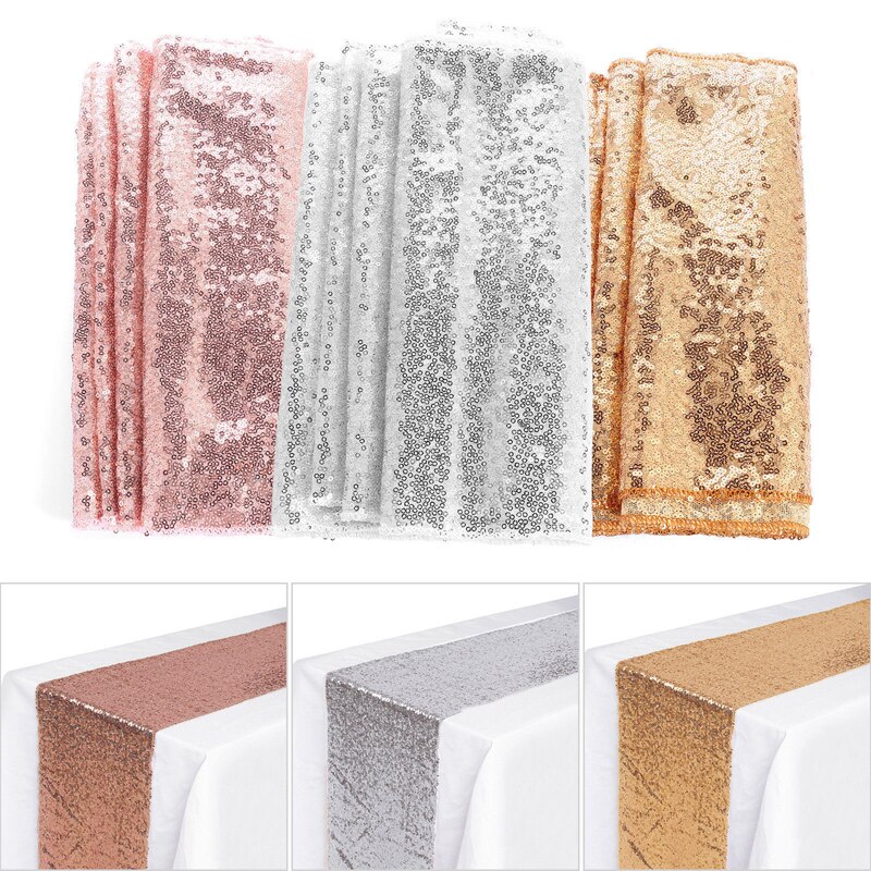 1pcs 30*180cm Sparkly Sequins Rose Gold Table Runners for Christmas Weddings Formal Party Table cloth Decorative