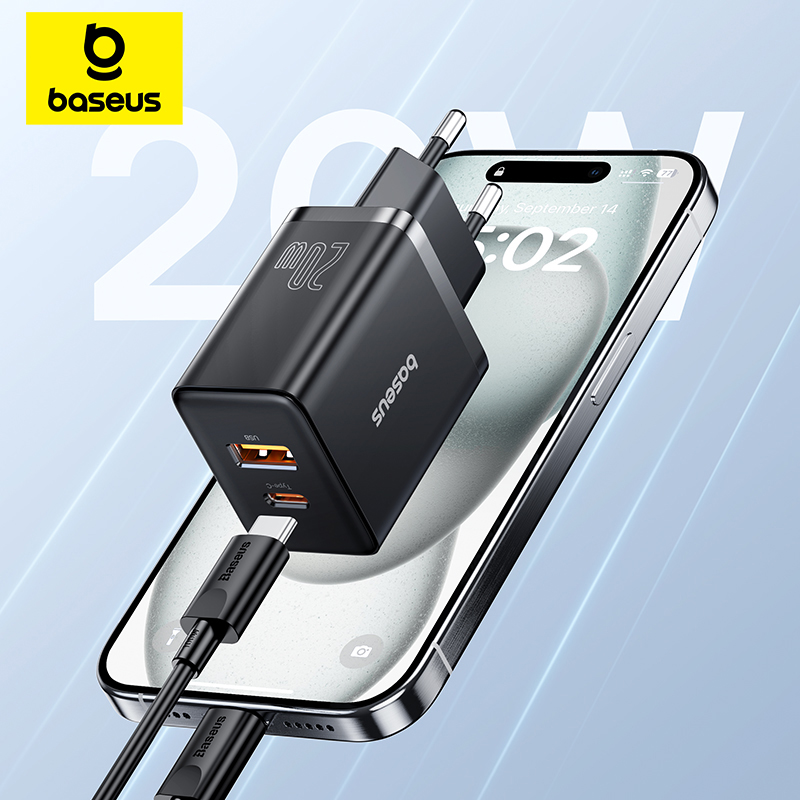 Baseus Chargeur USB Type C PD, Charge Rapide, 20W, iPhone 16, 15, 14, 13, 12, 11, Xiaomi, Écouteurs, Chargeur de Téléphone Rapide