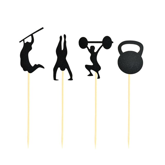24 stk gym tema kage toppers kage dekoration plukker cupcake udsmykning fest favoriserer forsyninger til fitness fest: Default Title