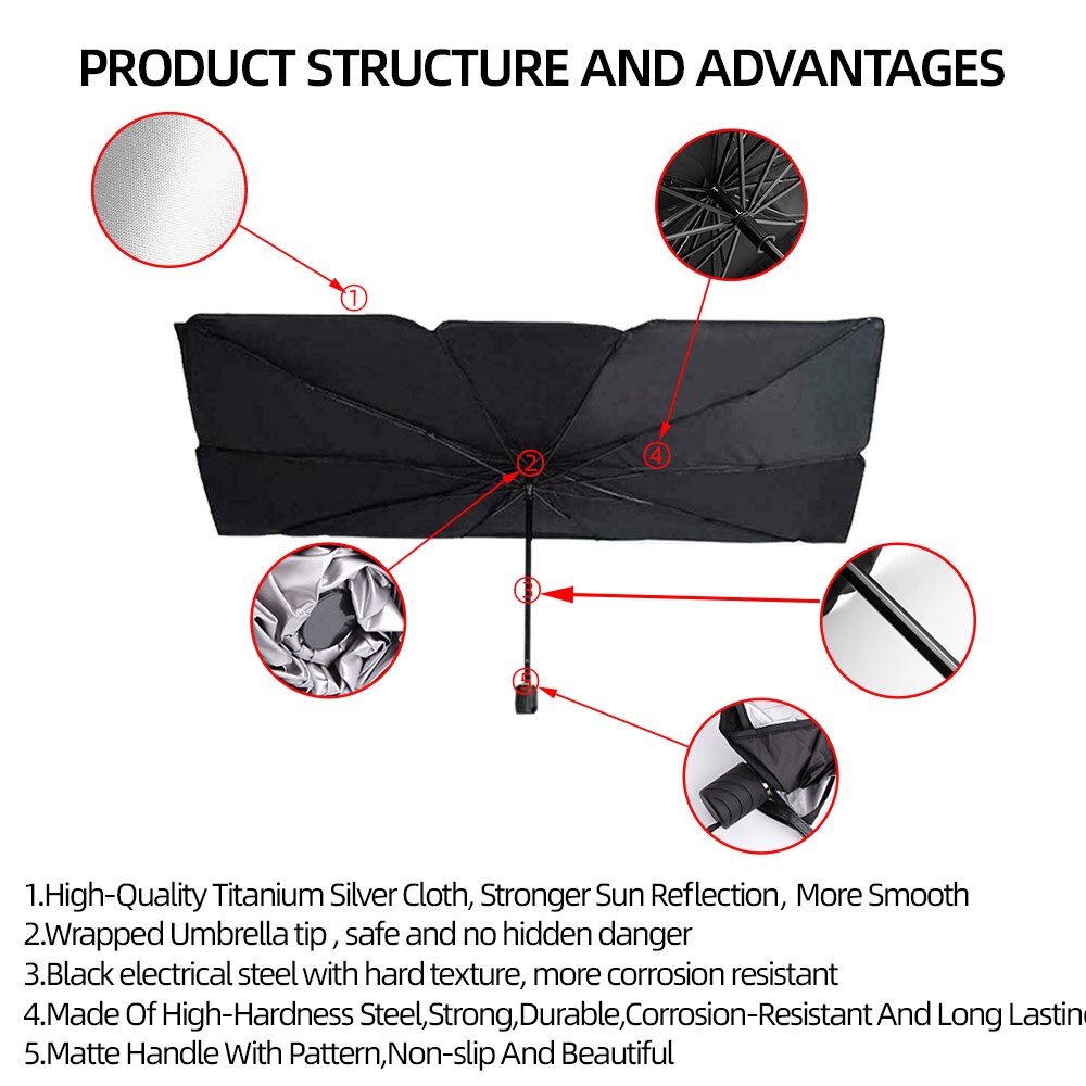 Auto Voorruit Uv Cover Zonnescherm Parasol Voor Meest Voertuig Warmte Isolatie Voorruit Paraplu Opvouwbare Interieur Bescherming