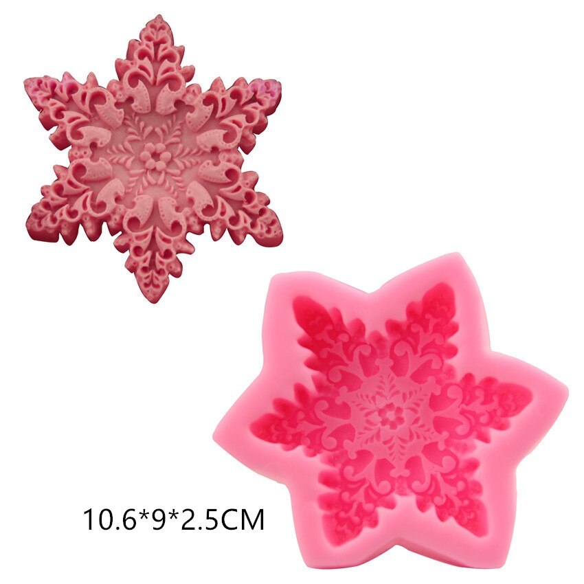 Jul snöflinga form silikon tvål formar 3d silikon form dekorera choklad socker hantverk formar: N1
