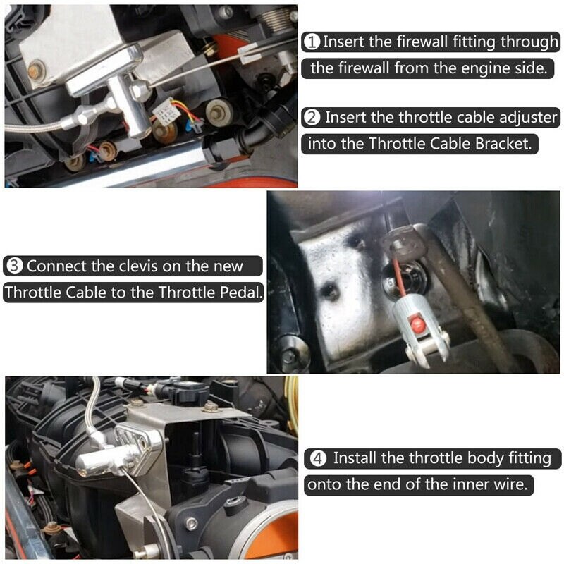 36inch Braided Throttle Cable Kit Compatible for 97-07 Chevrolet/Chevy LS1 Engine 4.8L 5.3L 5.7L 6.0L TCB02