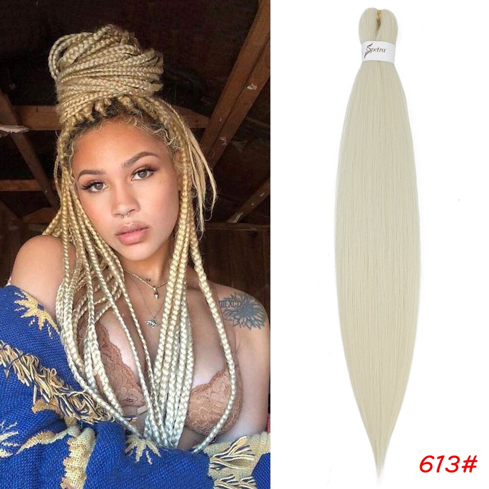 Pre Stretched Braiding Hair Soft Yaki Straight Synthetic Extensions Crochet Braids SOKU Synthetic Braiding Hair For Braids Twist: #613 / 4Pcs/Lot