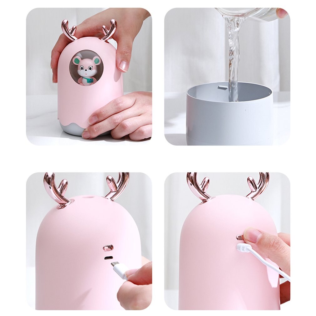 300ml Usb Ultrasonic Air Humidifier Aroma Essential Oil Diffuser Pet Aromatheraphy Humidifier With Romantic Light For Home