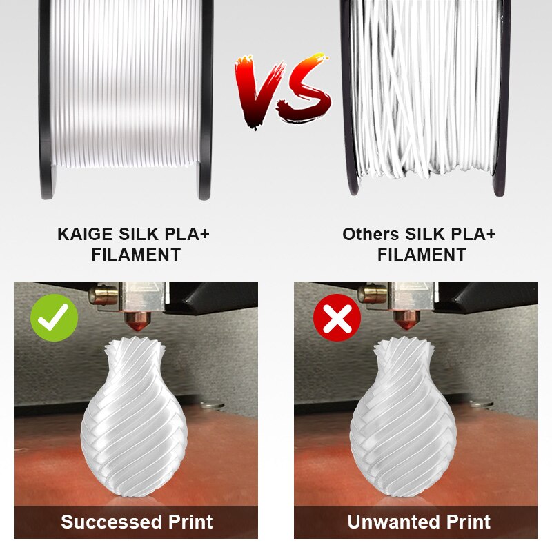 Filamento de seda PLA, 1KG, Efecto 1KG, para impresoras 3D, 1,75 MM, 2.2lbs, recargas de textura de seda blanca, Material Biodegradable
