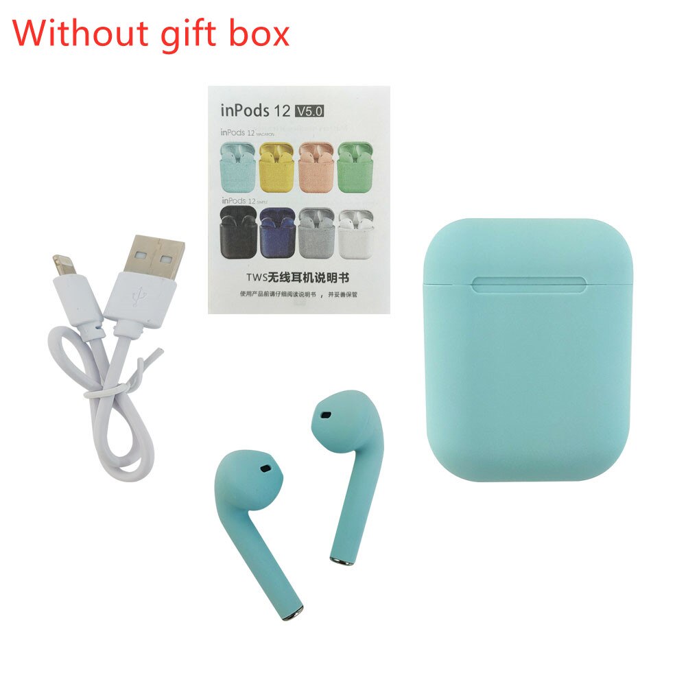 i12 Tws Wireless Headphones Bluetooth 5.0 Earphone Matte Macaron Earbuds Handsfree With Mic Charging Box Headset for all phones: 3049-i-1