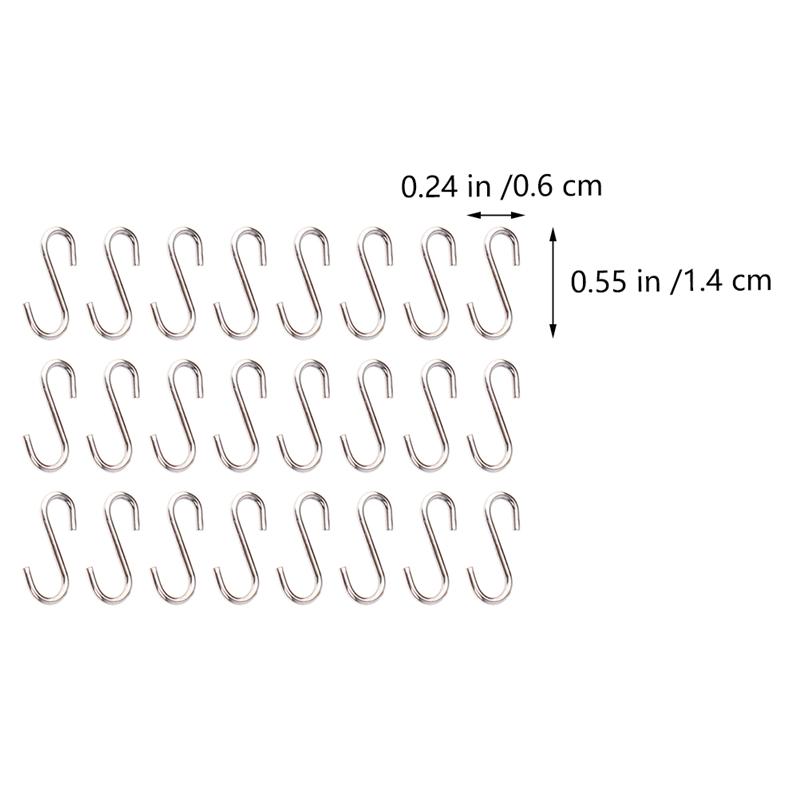 200Pcs Hook Portable Durable Lightweight Hanging Hooks S Shape Hooks Mini Hanger for Office