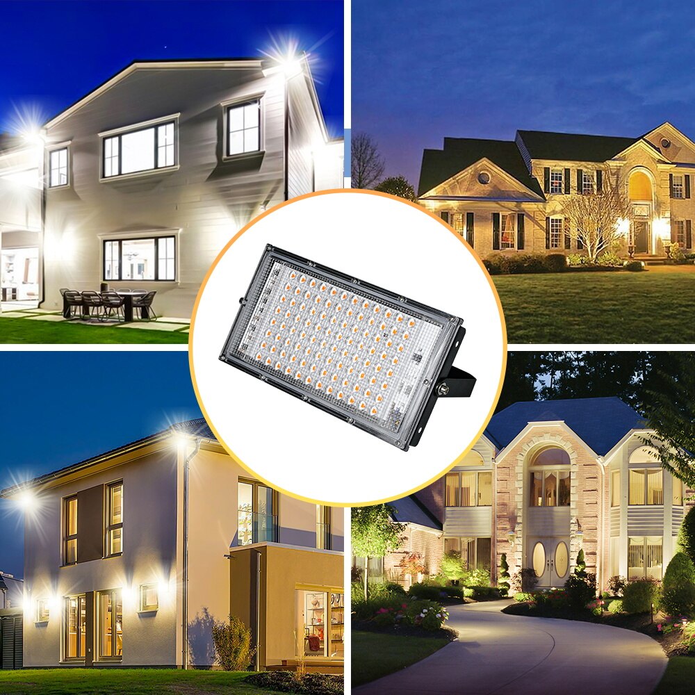 Reflector LED de 220V para exteriores, lámpara de pared de 100W, farola de inundación, iluminación de paisaje, impermeable, para jardín