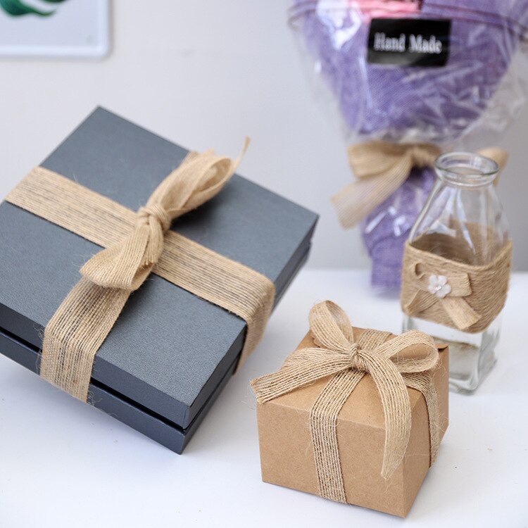 5 meter 6mm-38mm naturlig vintage jute säckväv band gör-det-själv bröllopsbälte rem florism födelsedagsfest juldekoration hantverk