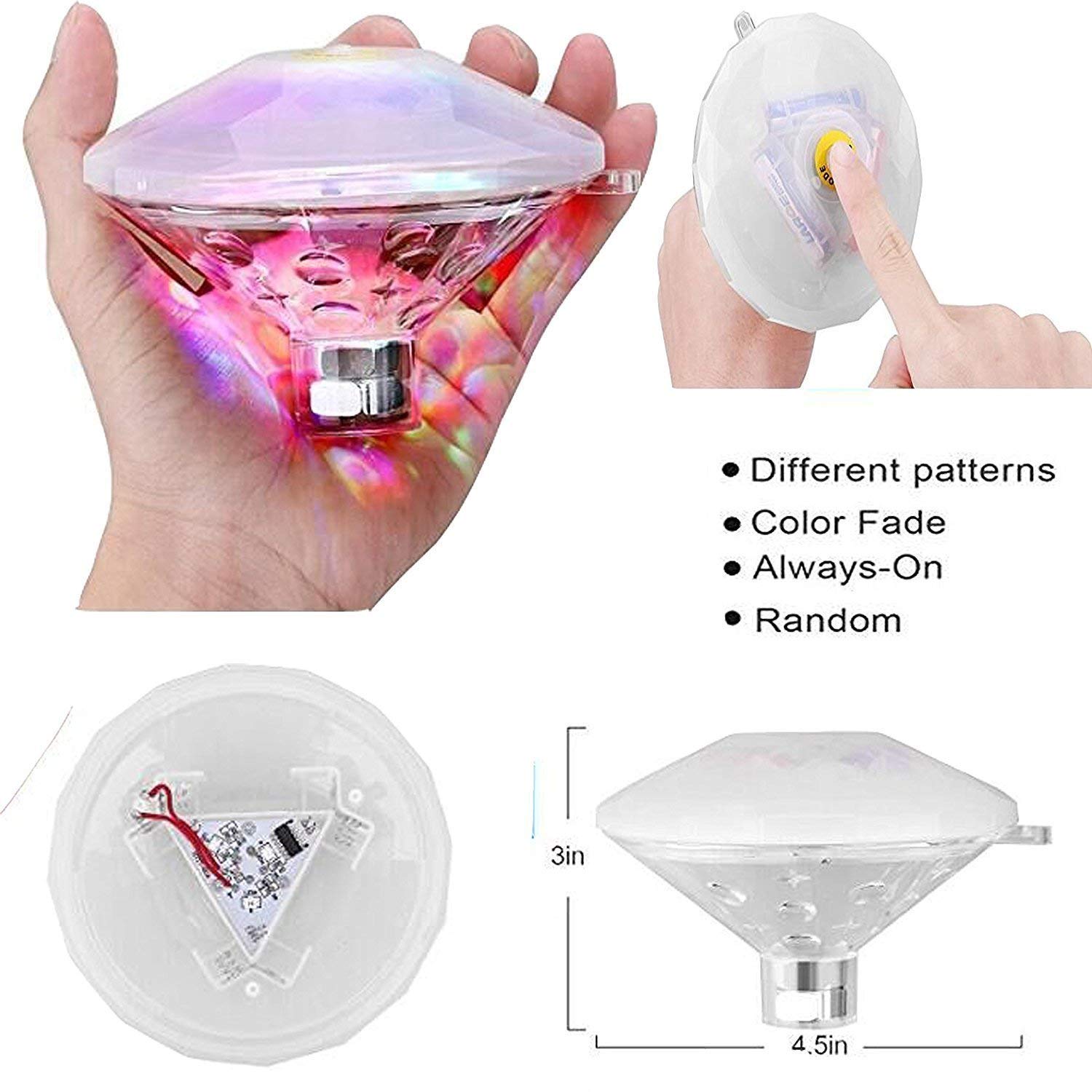 Lámpara LED de Disco sumergible RGB con luz flotante subacuática, 2/4/8 Uds., lámpara de baño para bebés y Spa para piscina y piscina, espectáculo de luces