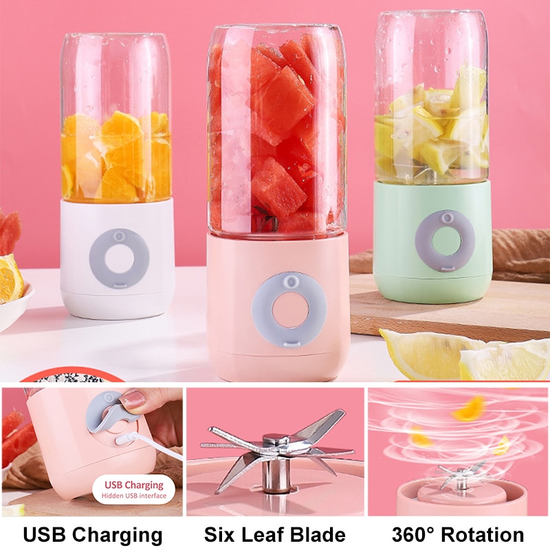 500ml podręczna sokowirówka mikser Machin miksery żywności mini przenośny mikser ręczny przetwórców żywności dla Veget owoce 6 nóż elektryczne sokowirówki