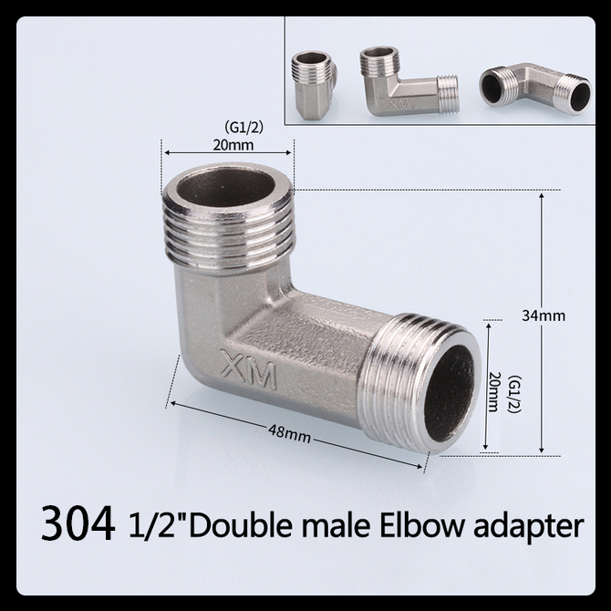 1/2 3/4 BSP 304 Stainless Steel Female Male Thread Tee Type Reducing Elbow Butt Joint Adapter Adapter Coupler Plumbing Fittings