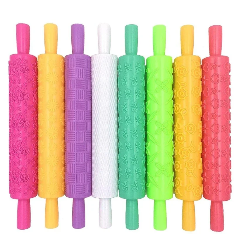 Kakdekoration med präglade kavel texturerad non-stick fondant bakverk glasyr lera degrulle köksredskap bakning