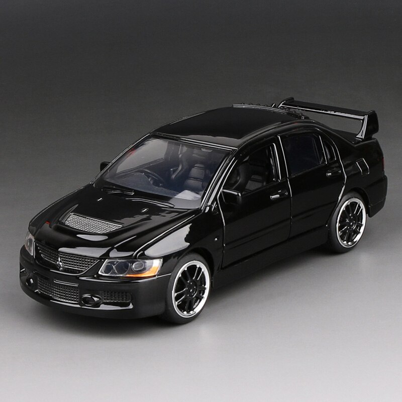 1/32 Mitsubishi EVO 9 IX Sports Cars Toy Alloy Die Cast Metal Casting Sound Light Model Toys Car For Collection: Black