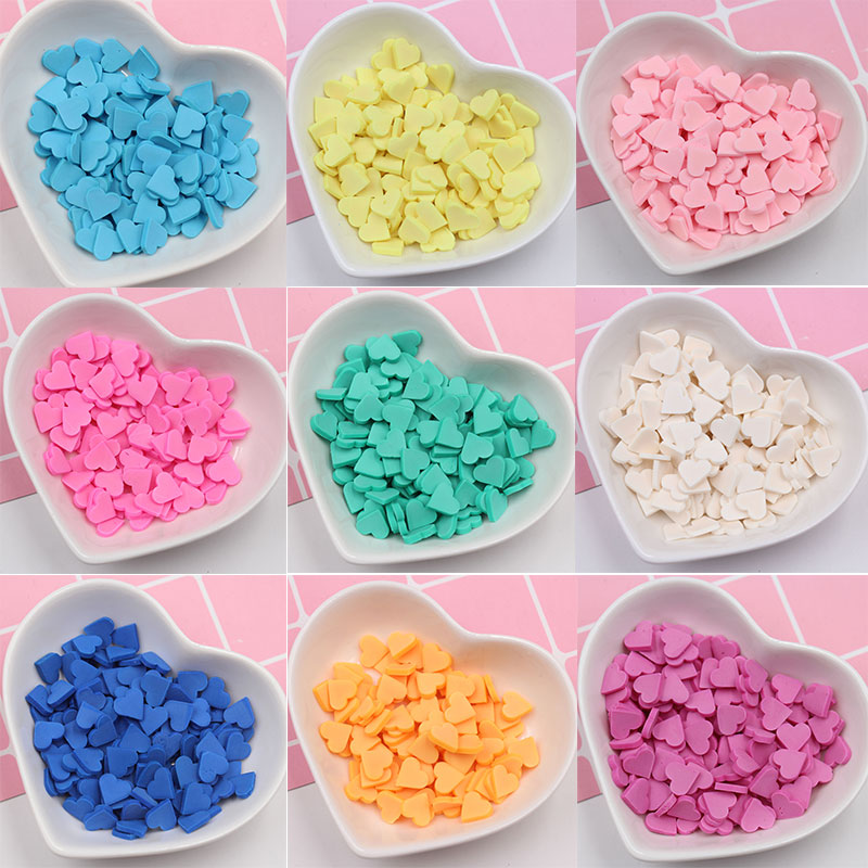 100g/Lot 8mm Heart-Shaped Polymer Clay Sharp-bottomed Heart Slices Sprinkles for Arts Decoration Diy Crafts Filler Accessories