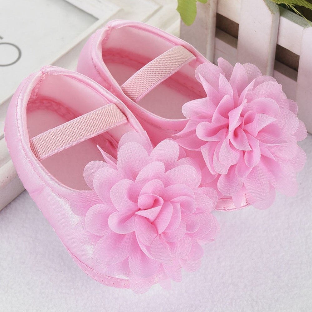 Baby Schoenen Meisjes Aankomst Peuter Kid Baby Meisje Chiffon Bloem Elastische Band Pasgeboren Wandelschoenen