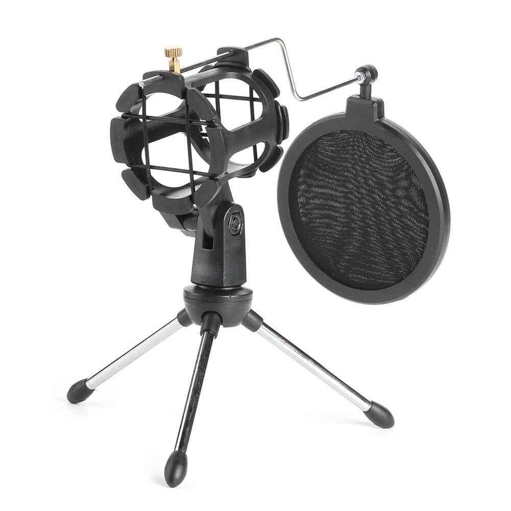3.5mm Condenser Microphone with Desktop Tripod Shock Mount for Recording Chatting Network Teaching Video Conferencing