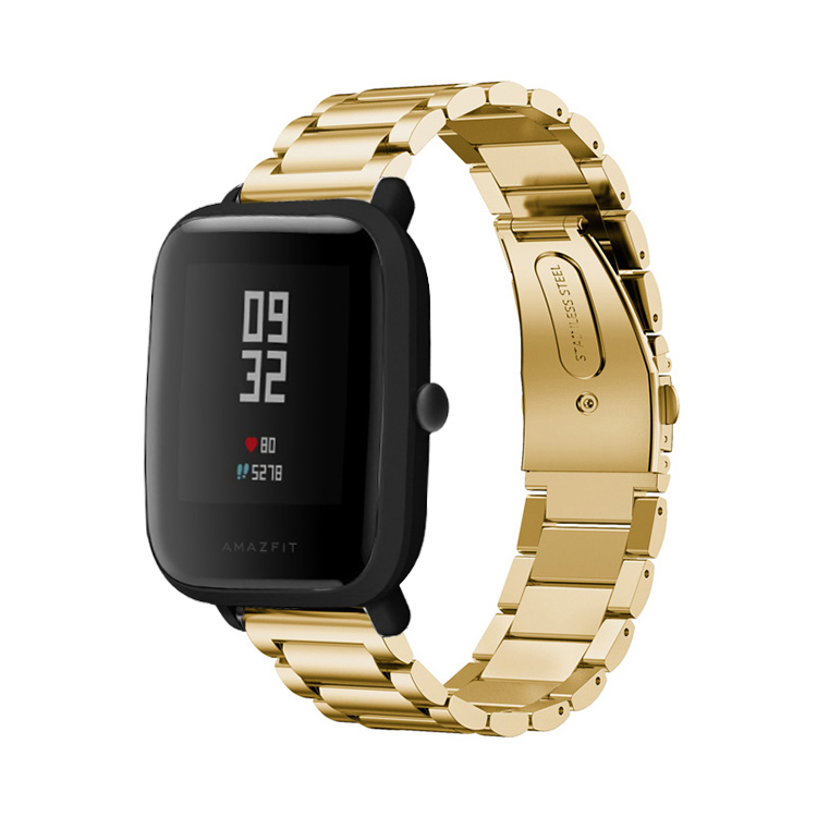 Correa para Xiaomi Huami Amazfit Bip Youth Smart Watch 20mm pulsera para Huami Bip BIT Lite Correa Metal inoxidable: gold