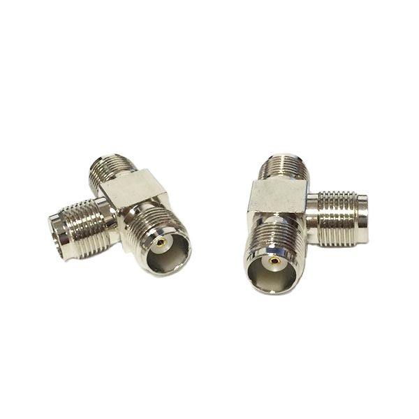 1Pc Tnc Vrouwelijke Jack Naar 2X Vrouwelijke Jack T-type Splitter Rf Coax Adapter Converter Connector Recht Vernikkeld