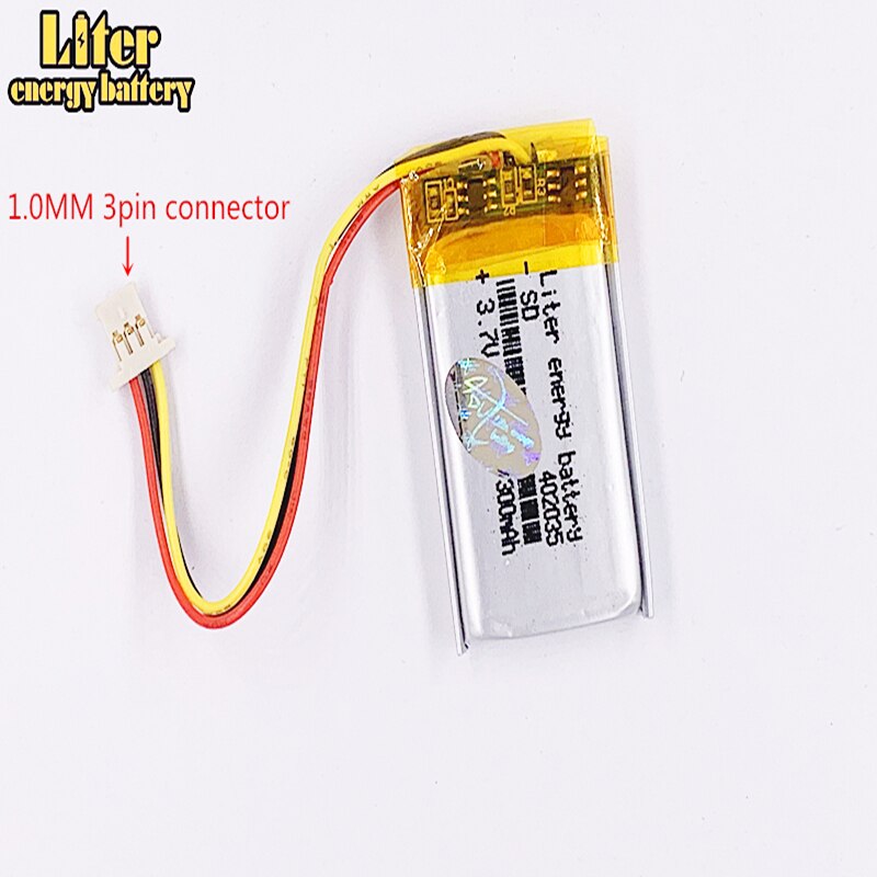 1.0 Mm 3pin Connector 402035 300 Mah 3.7 V Dvr Auto Recorder Hoge Temperatuur Li-Po Polymeer Oplaadbare lithium Batterij