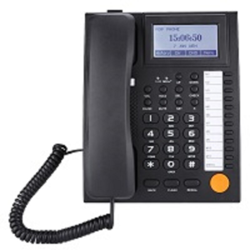 Wall Mountable Telephone Desktop Corded Landline Phone with 11 Fast Dial Automatic Take-up Ringtone Switch Dual Interface: Black