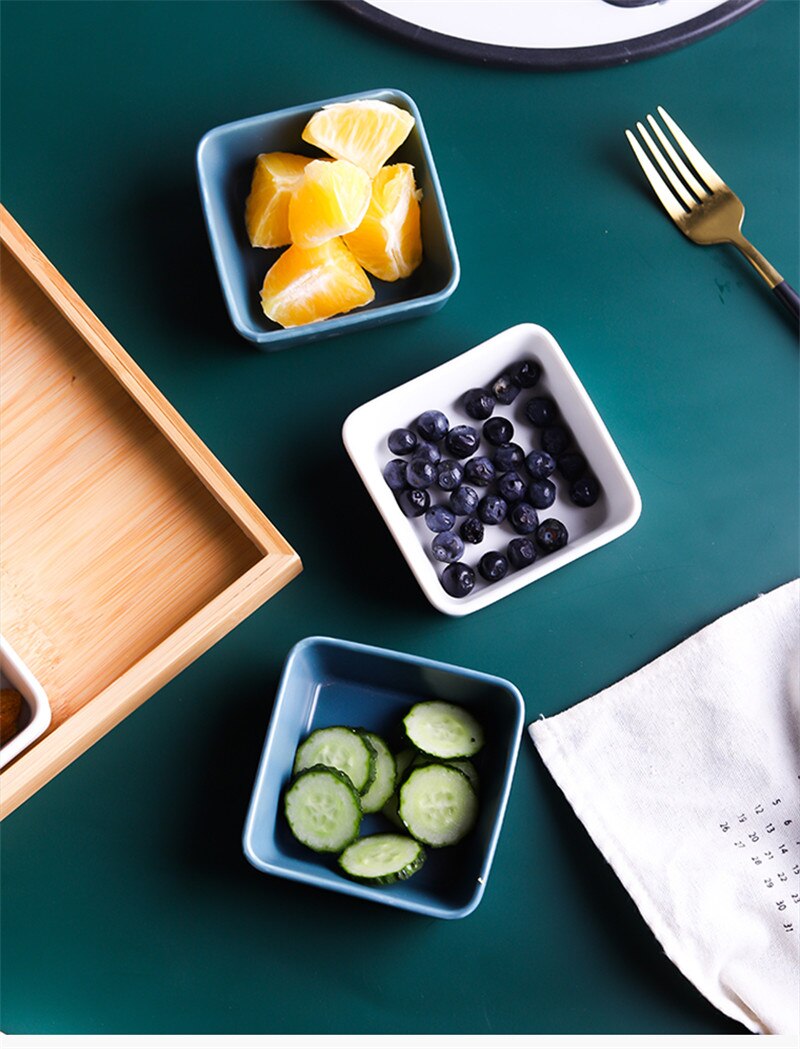 Keramik Kleine Quadratischen Schüssel Mini Schüssel Multi-Farbe Nachtisch Soße Essig Dishs Porzellan Abendessen setzt Geschirr Tablett Küche Zeug