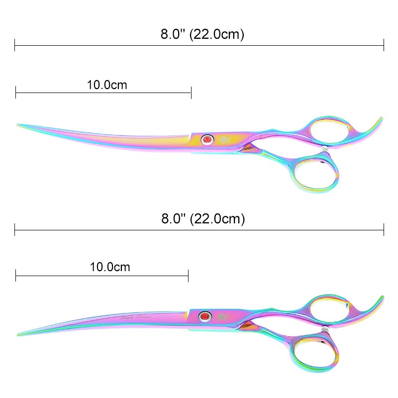 8.0 &quot;lila Drachen Hunde Pflege Schere Haustiere Gerade Gebogen Schneiden Tijeras Friseur 7.5&quot; Ausdünnung Scher Ebene Trimmer B0051B