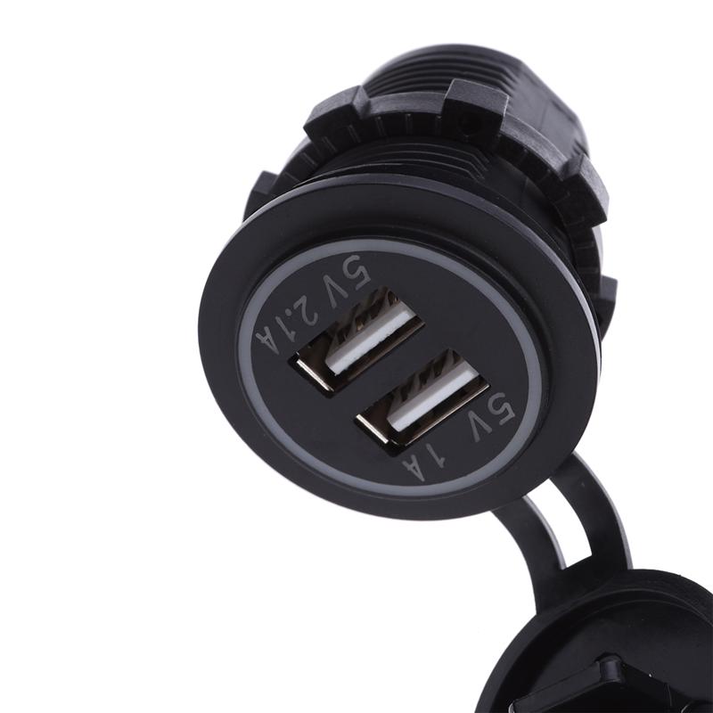 Universele Waterdichte Dual Usb-poorten Charger Socket Met Led Licht Voor Auto Boot Motorfiets