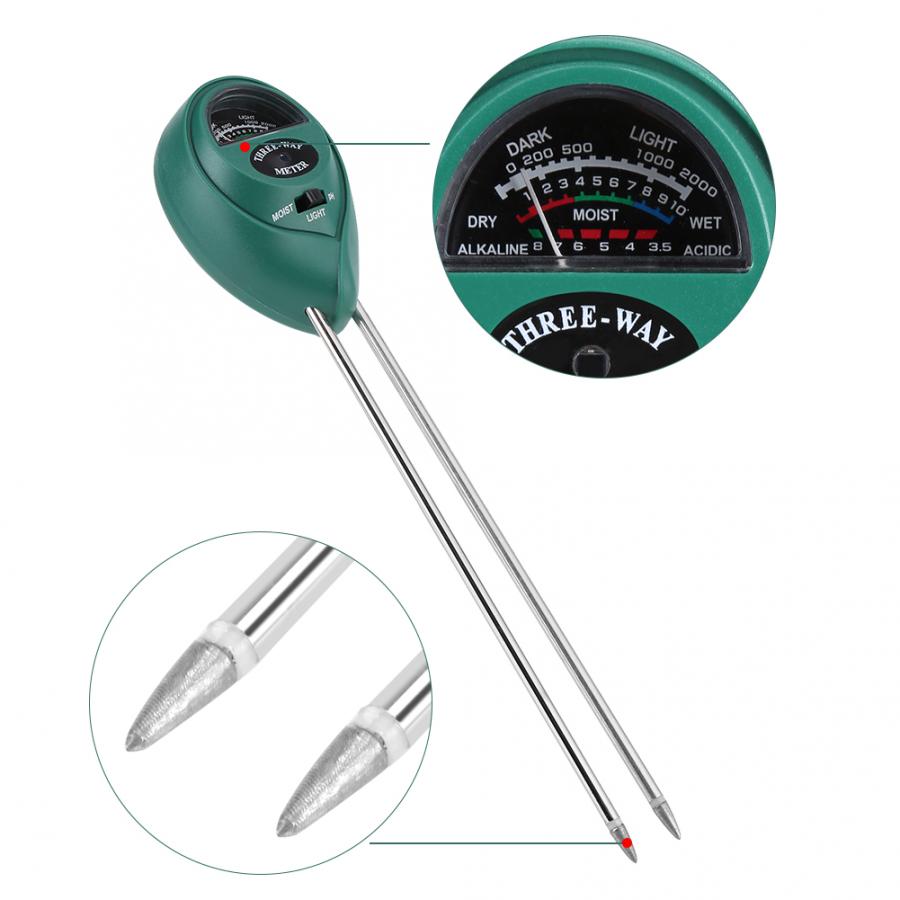 Jord tester 3- i -1 jord test kit fugt/lys/ph meter til haveplanter blomster fugt tester