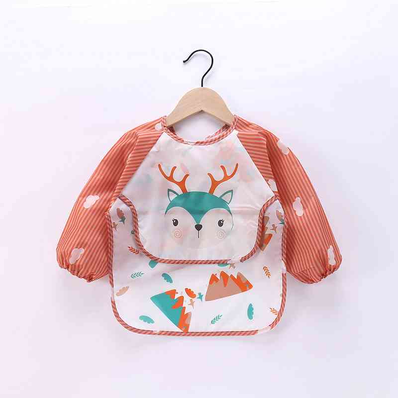 Imperméable bébé bavoirs avec poche mignon dessin animé enfant en bas âge filles garçons bavoir enfants manger dessin à manches longues tablier: deer