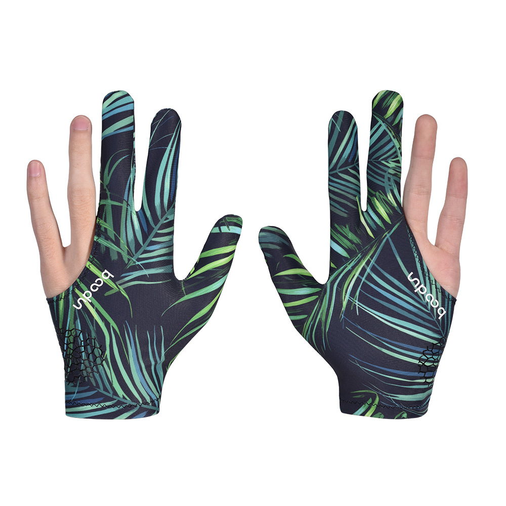 Guante de LICRA elástica Unisex, accesorio deportivo con 3 dedos, ideal para los tiradores de billar, Carom, Pool, Snooker, taco, para mano derecha o izquierda, 1 unidad: leaves green / l