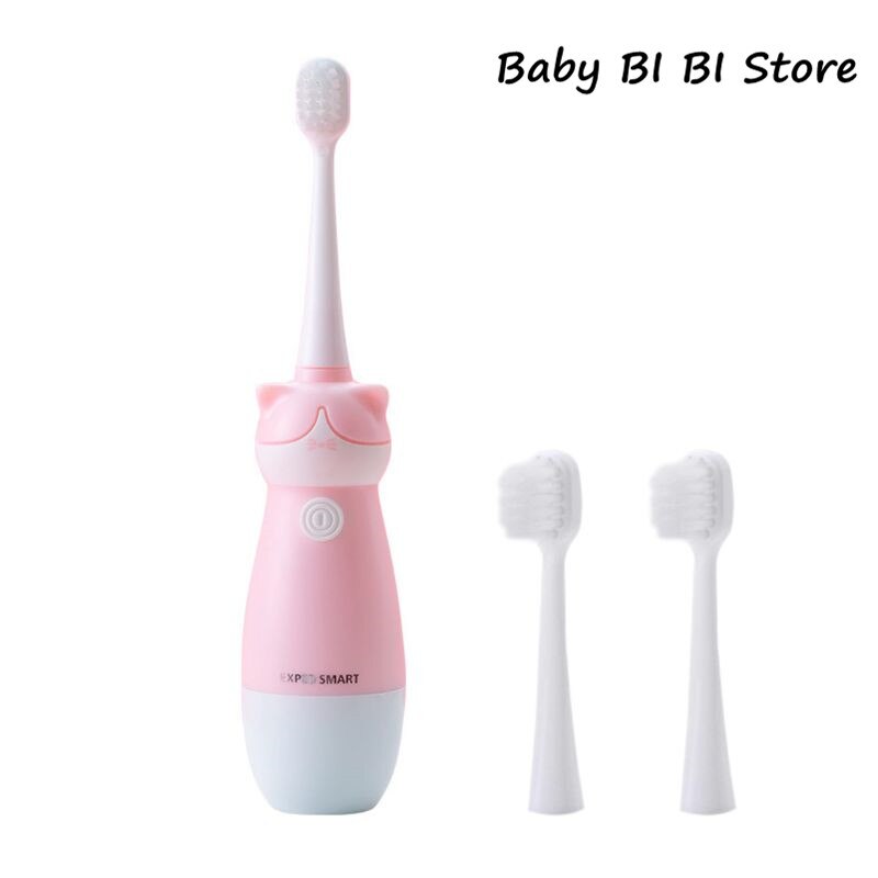 Cepillo de dientes eléctrico para niños, cabeza pequeña, pelo suave para niñas, cepillos de dientes sónicos, Mango antideslizante resistente al agua: Rosa