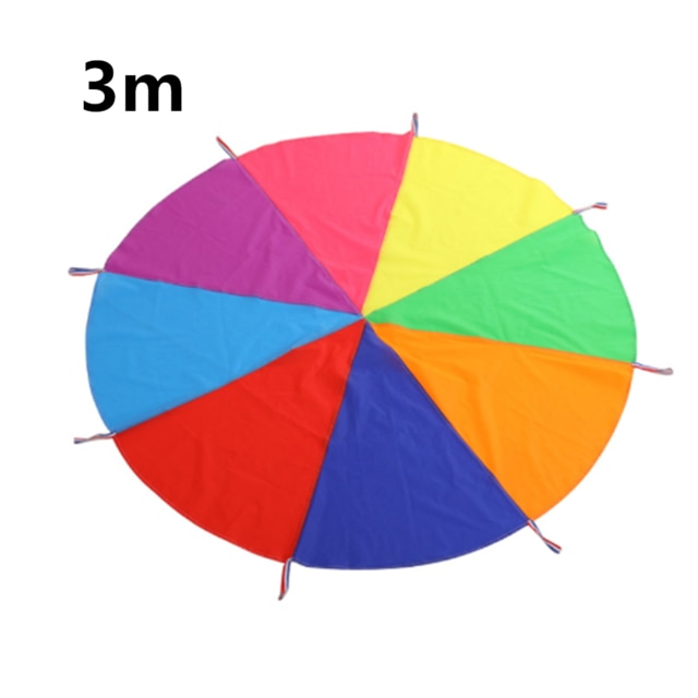 2M/3M Diameter Outdoor Rainbow Umbrella Parachute Toy Jump-Sack Ballute Play Teamwork Game Toy For Kids: 3CM