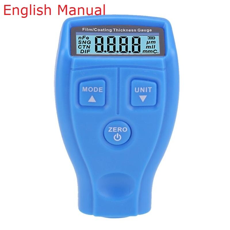 GM200 Coating Painting Thickness Gauge Tester Ultrasonic Film Mini Car Coating Measure Paint Gauge Russian English Manual: Blue English