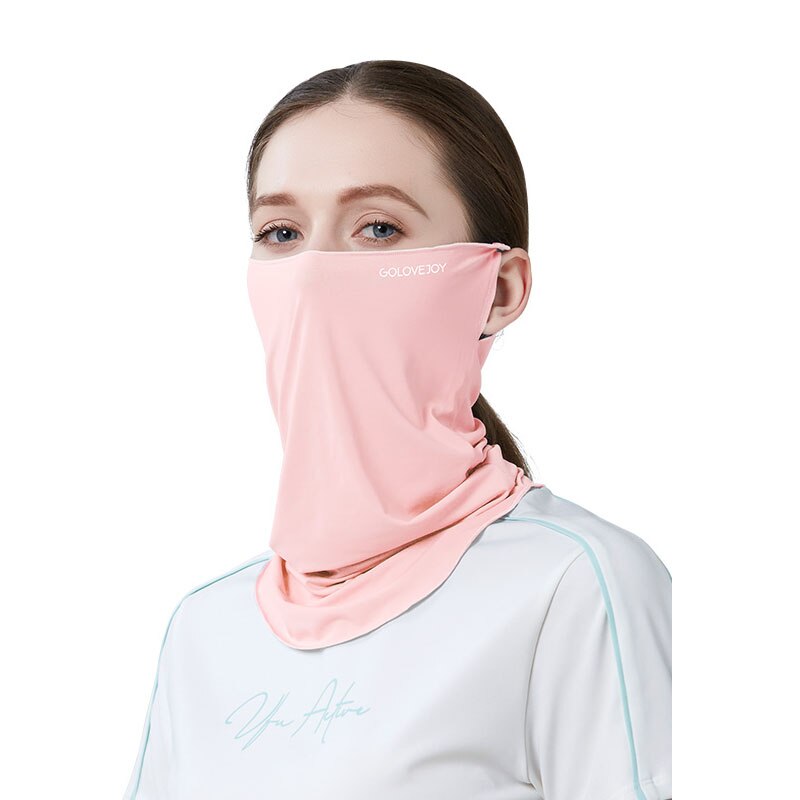 Sun Mask Female Neck Protection Sun Protection UV Protection Viscose Fiber Cold Feeling Hanging Ear Face Covering Mask Male: Pink