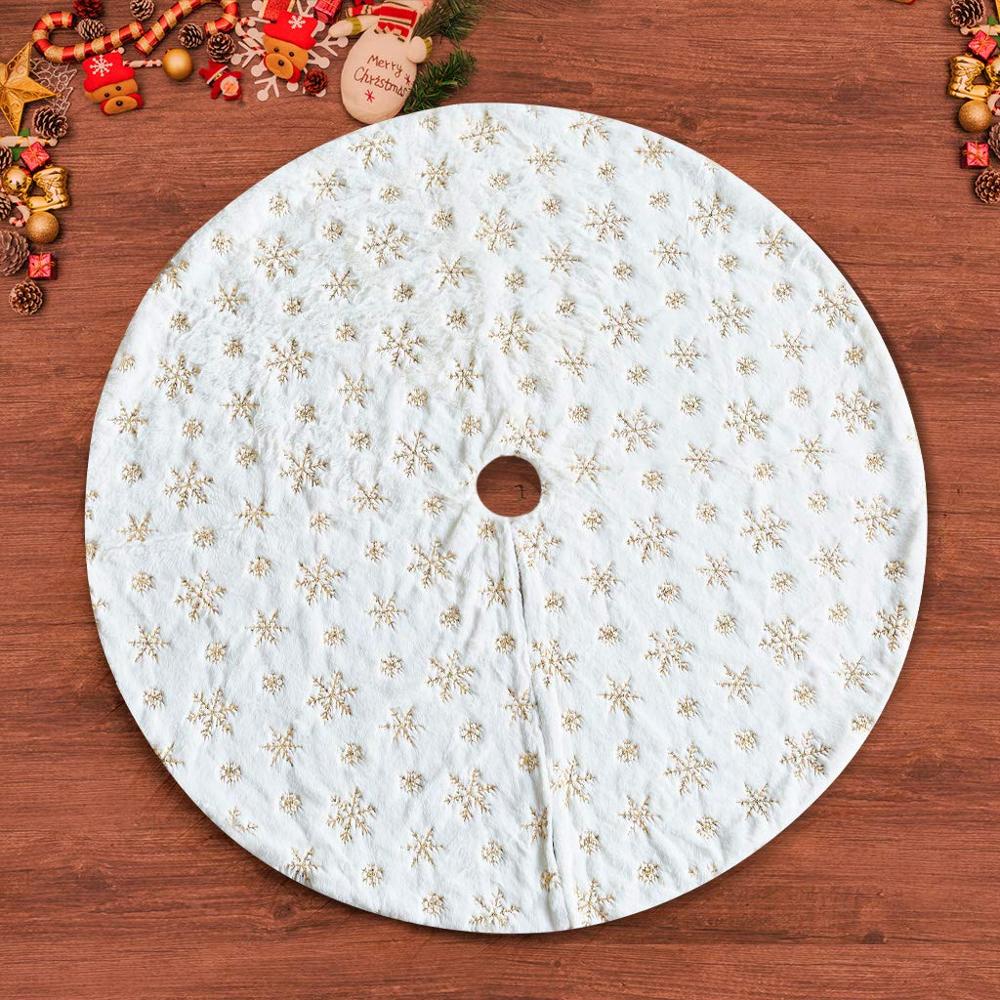 Christmas Tree Skirt Large White Luxury Faux Fur Tree Skirt Christmas Decorations Thick Plush Tree Xmas Ornaments