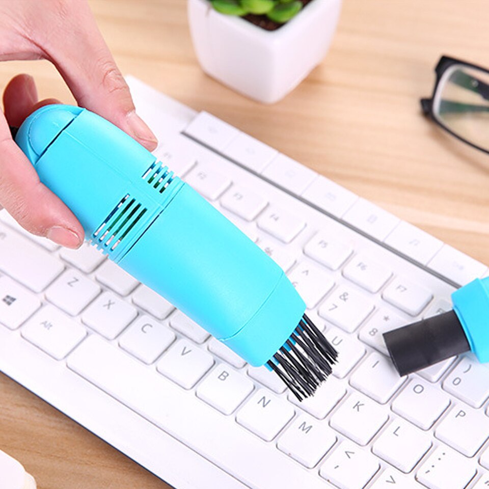 Mini USB Keyboard Cleaner Vacuum Office Computer PC Laptop Dust Clean Computer Keyboard Vacuum Cleaner Brush Dust Cleaning USB: blue