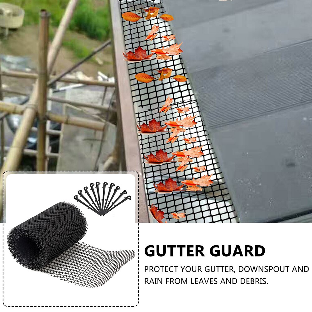 Outdoor Garden Balcony Drain Floor Stops Leaves Anti Clogging Easy Install With Stakes Gutter Guard Mesh Cover Cleaning Tool