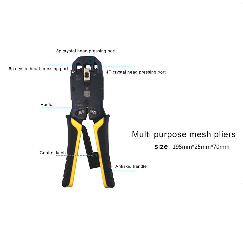 YG-S500RS Network Cable Clamp Set Crystal Head Combination Kit Network Wiring Tool Portable Practical Network Cable Clamp