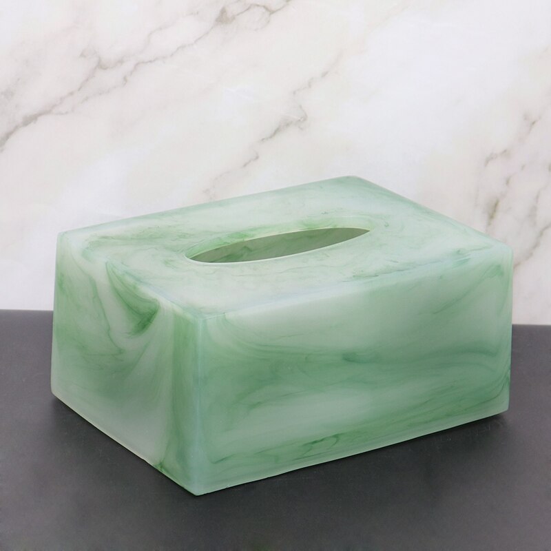 Ensemble d'accessoires de salle de bain vert Texture émeraude, fournitures de bain Imitation Jade, distributeur de savon Portable, tasse de bouche, outils de bain en résine: Tissue box A