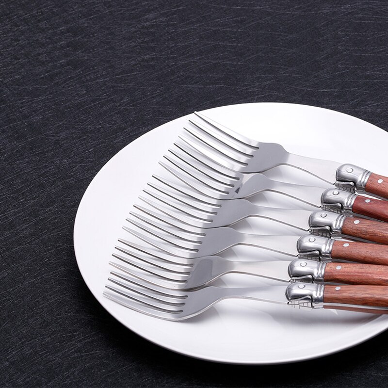 Laguiole bøf gafler sæt rustfrit stål japansk træ middag bestik bord gaffel servise bar restaurant vestlige køkken sæt