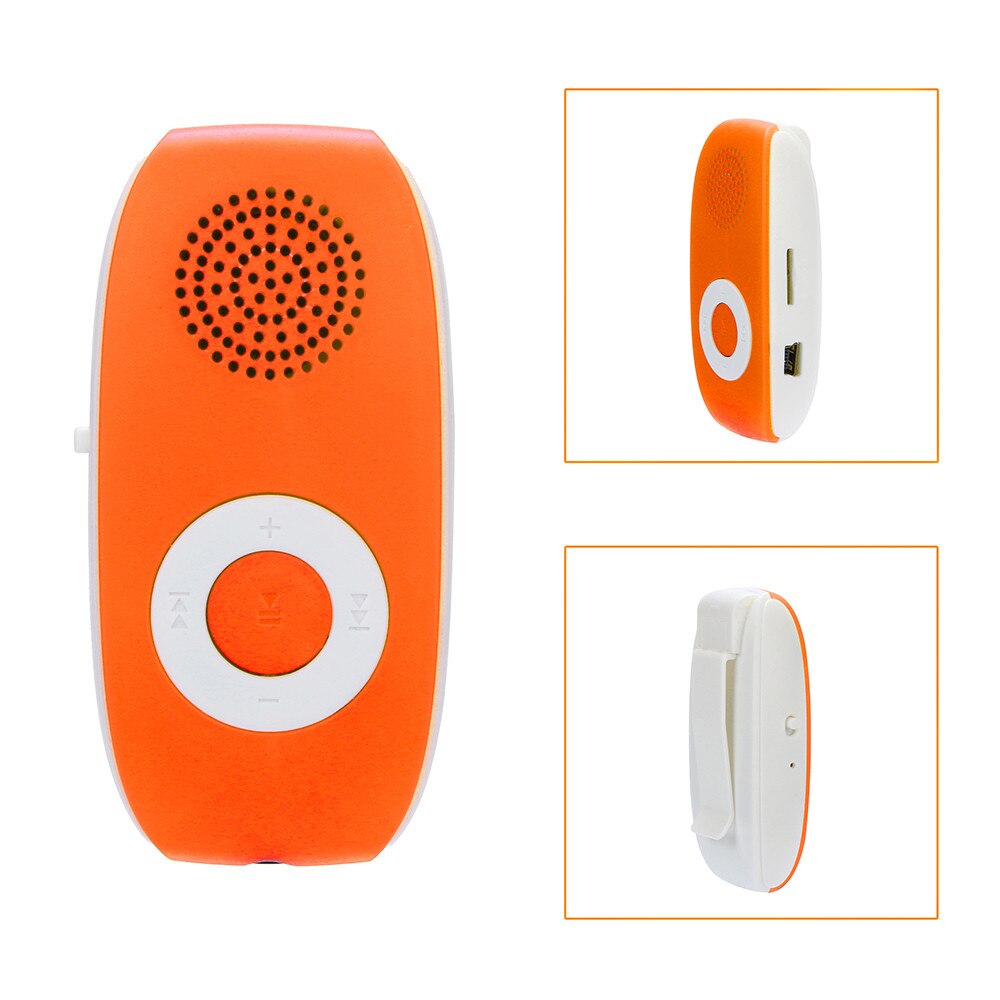 Pince USB lecteur MP3 prise en charge carte SD TF 32GB Sport musique médias haut-parleur intégré USB Hi fi lecteur de musique avec carte sd: OR