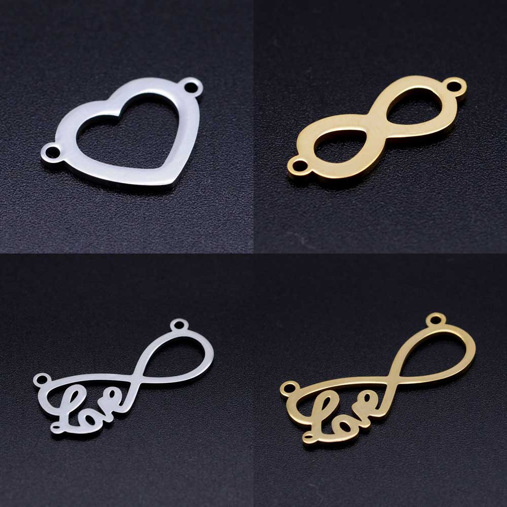 5 teile/los 316L Edelstahl Unendlichkeit Symbol Herz Liebe DIY Anschluss Charme Charms für Halsketten