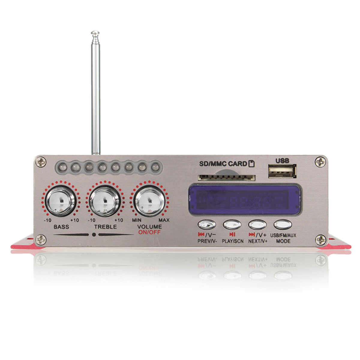 Amplificador DE Audio HIFI para coche, 200W + 200W, 12V, 2 canales, Amplificador de potencia de Audio estéreo, bluetooth, Radio FM, USB, con mando a distancia