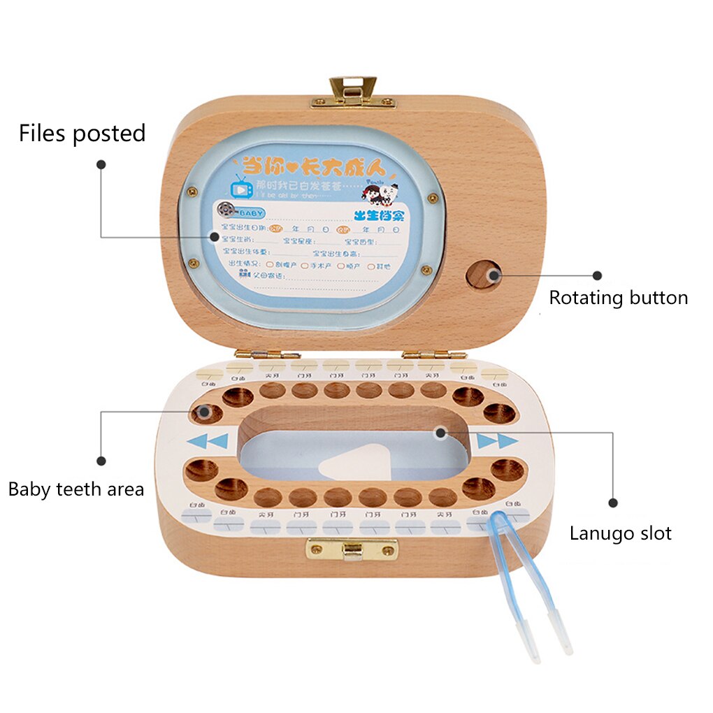 Baby Tooth Keepsake Box Wooden Teeth Box TV Shaped Tooth Keepsake Box Announcements Collecting